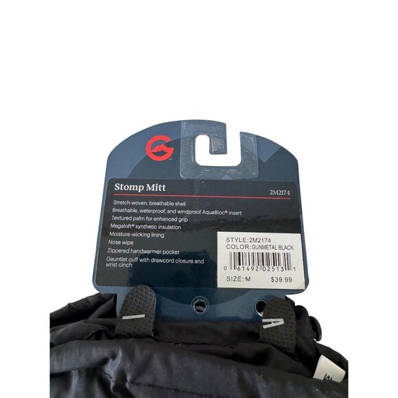 Gordini Stomp Mitt Youth Medium Black Gray NWT Zip Pocket Heat Junior's - Picture 2 of 5